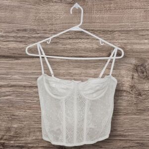 Women's Hunter & Brown White Lace Corset Sz Large